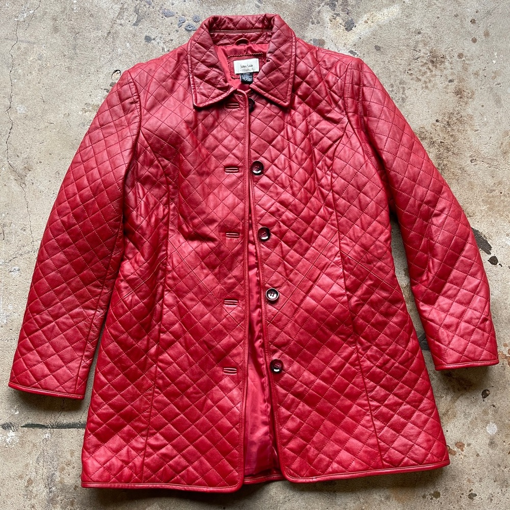 Vintage Neiman Marcus Red Quilted Leather Jacket